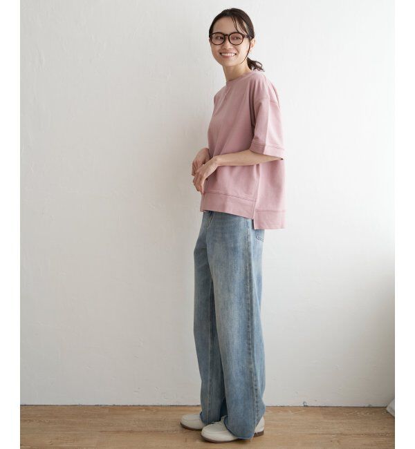 ikka「ミニ裏毛スウェットライク半袖Tシャツ」|Tシャツ・カットソー|