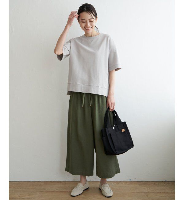 ikka「ミニ裏毛スウェットライク半袖Tシャツ」|Tシャツ・カットソー|