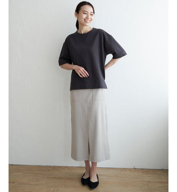 ikka「ミニ裏毛スウェットライク半袖Tシャツ」|Tシャツ・カットソー|