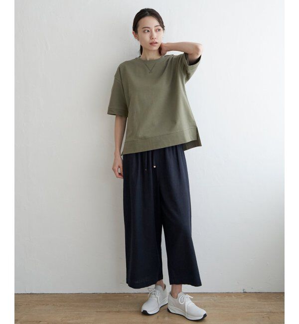 ikka「ミニ裏毛スウェットライク半袖Tシャツ」|Tシャツ・カットソー|