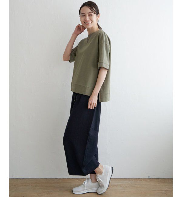 ikka「ミニ裏毛スウェットライク半袖Tシャツ」|Tシャツ・カットソー|