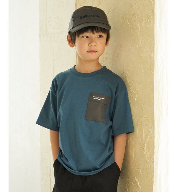 ikka kids「異素材ポケロゴプリントT（120~160cm）」|Tシャツ・カットソー|