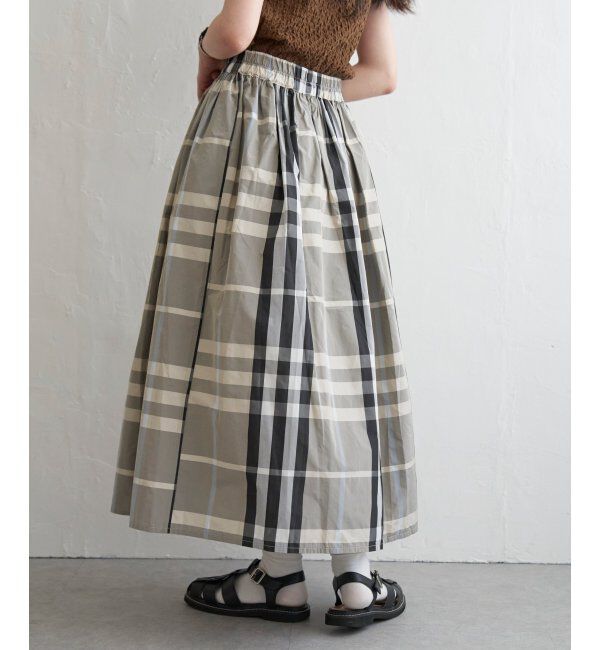 VENCE share style「タフタチェックギャザースカート」|スカート|グレイ