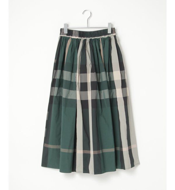 VENCE share style「タフタチェックギャザースカート」|スカート|グリーン3