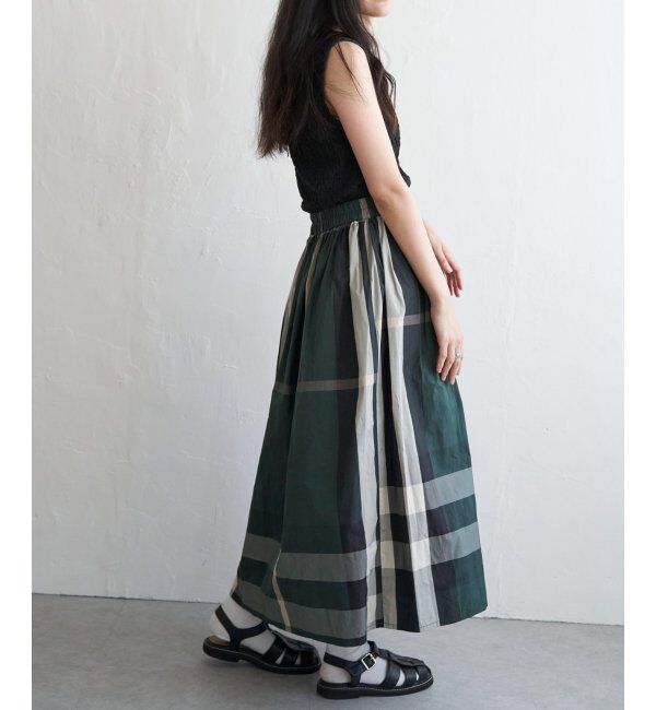 VENCE share style「タフタチェックギャザースカート」|スカート|