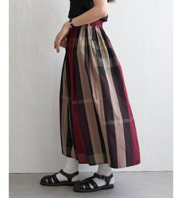 VENCE share style「タフタチェックギャザースカート」|スカート|