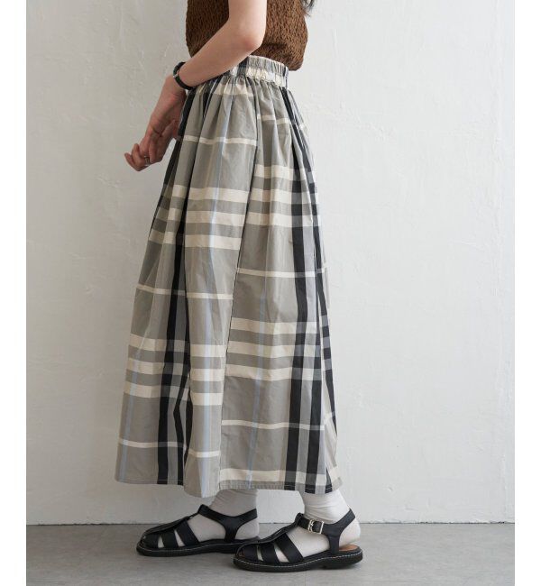 VENCE share style「タフタチェックギャザースカート」|スカート|