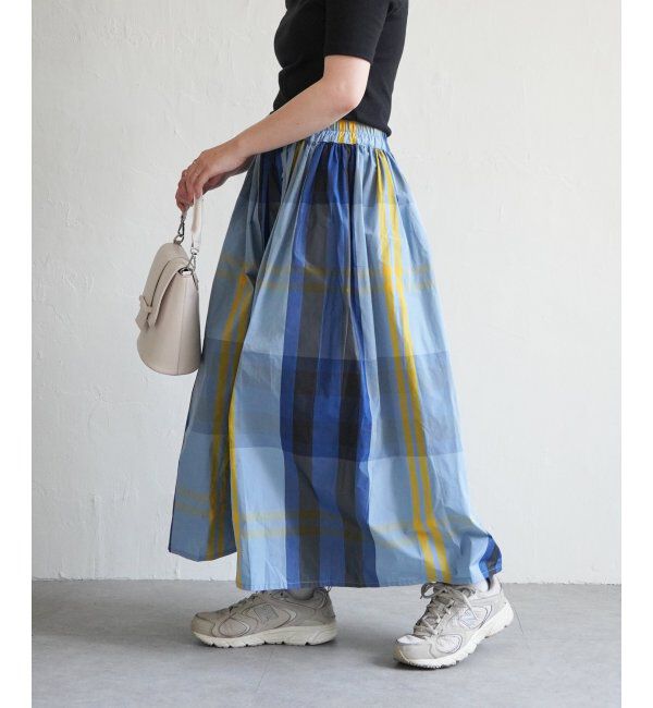 VENCE share style「タフタチェックギャザースカート」|スカート|