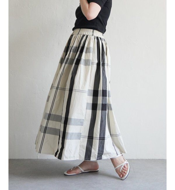 VENCE share style「タフタチェックギャザースカート」|スカート|