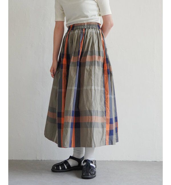 VENCE share style「タフタチェックギャザースカート」|スカート|