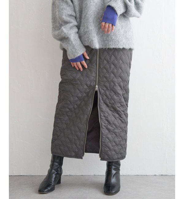 VENCE share style「ハートキルトダブルジップタイトスカート」|スカート|チャコール