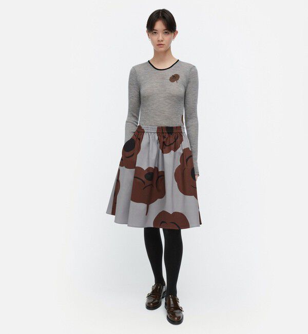 Marimekko「Poiminnot Tumma スカート」|スカート|ｸﾞﾚｰ&times;ﾌﾞﾗｳﾝ&times;ﾌﾞﾗｯｸ