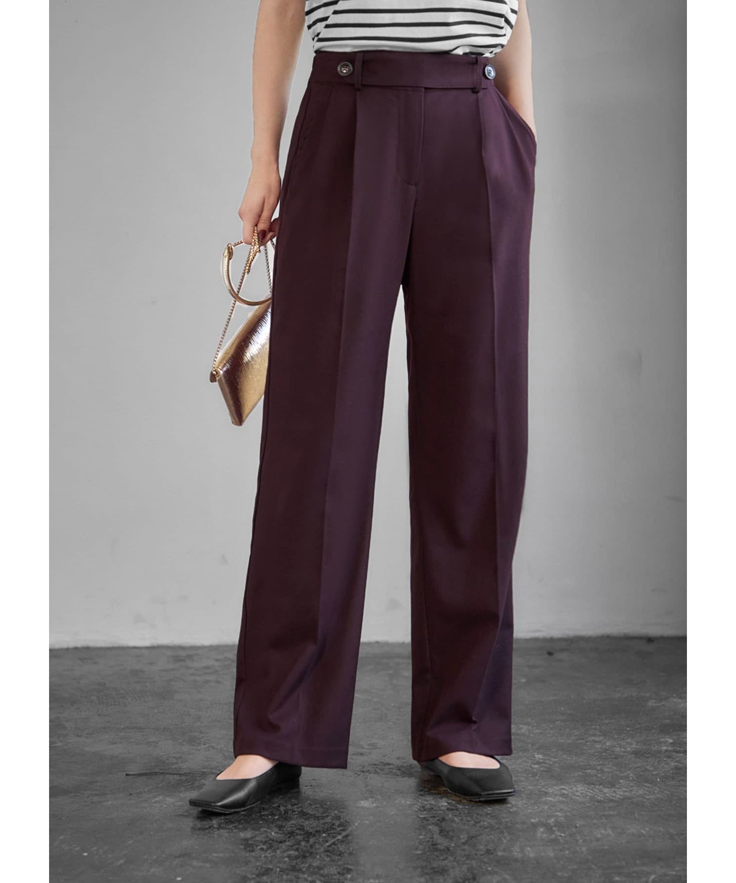 STYLE DELI「ウエストデザイン２タックワイドパンツ」|その他|ワインブラウン