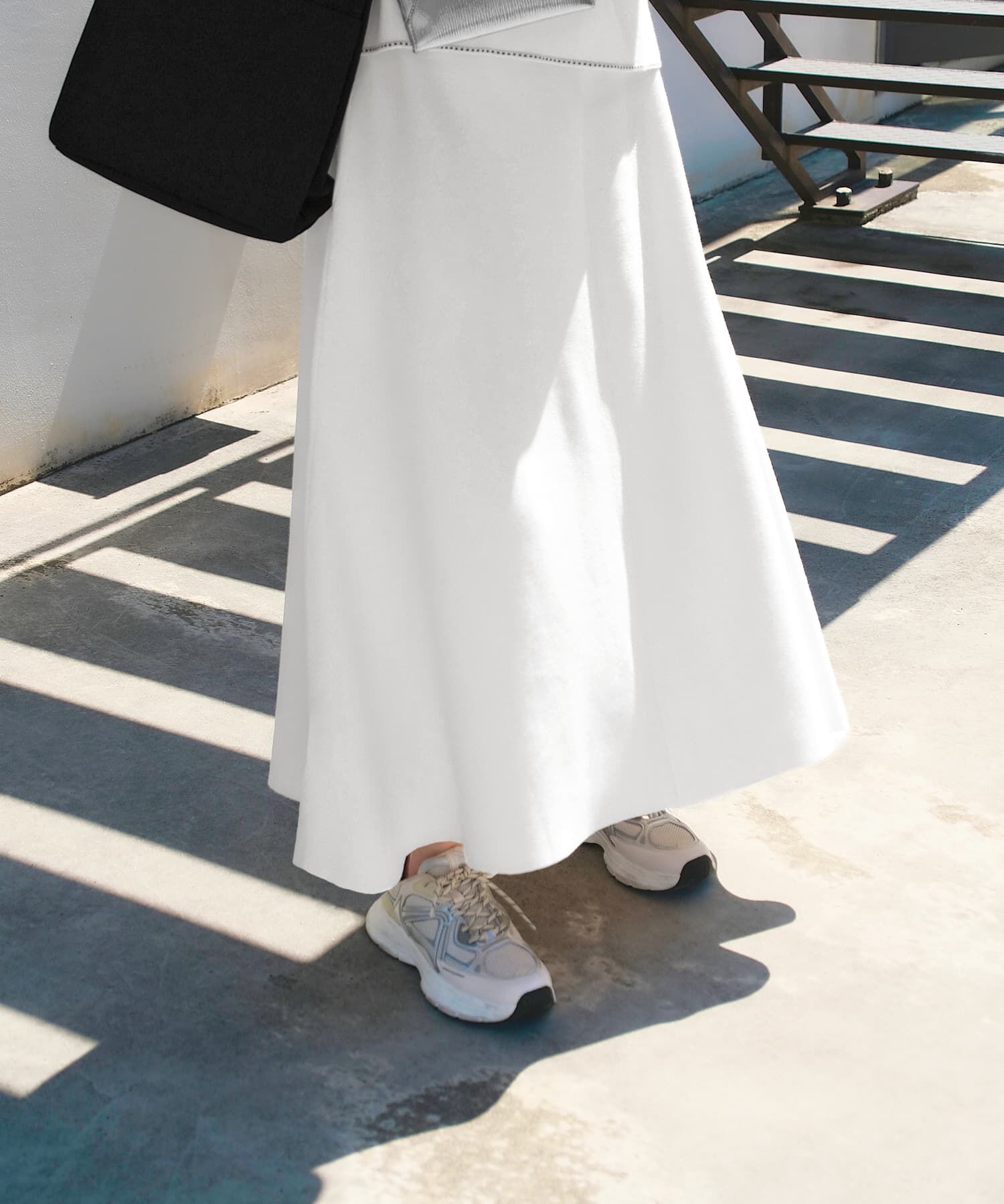 STYLE DELI「Softy Cotton／ミラノリブ編みマキシ丈スカート」|スカート|ホワイト