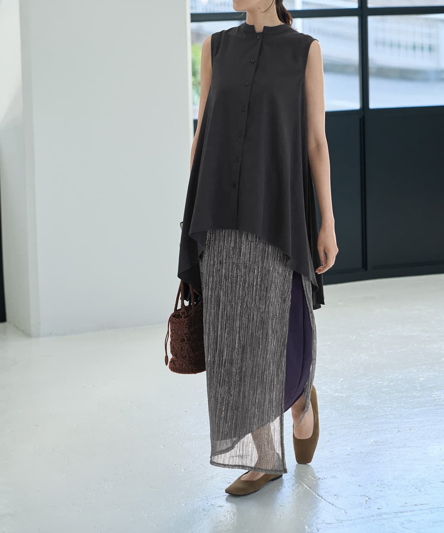 STYLE DELI「【LUXE】キラキラシアーとリブ生地のスカートセット」|スカート|