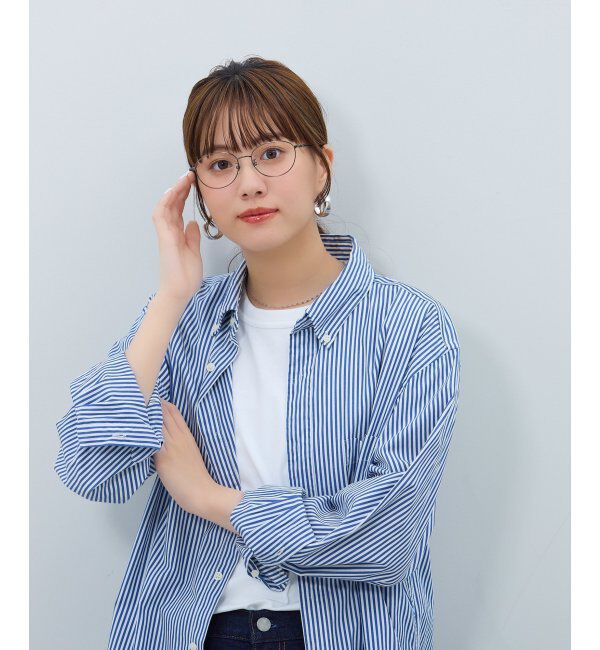  「オーバル型 メガネ | メタル 大人可愛い 伊達メガネ レディース レンズ交換券付」|メガネ|グレー