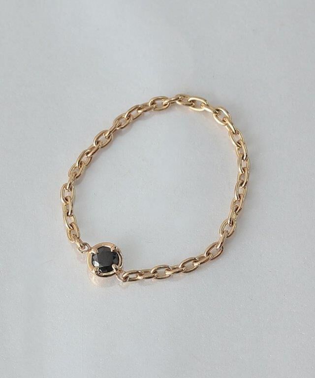  「Fri K10 一粒 ダイヤモンド チェーンリング」|リング|ブラック