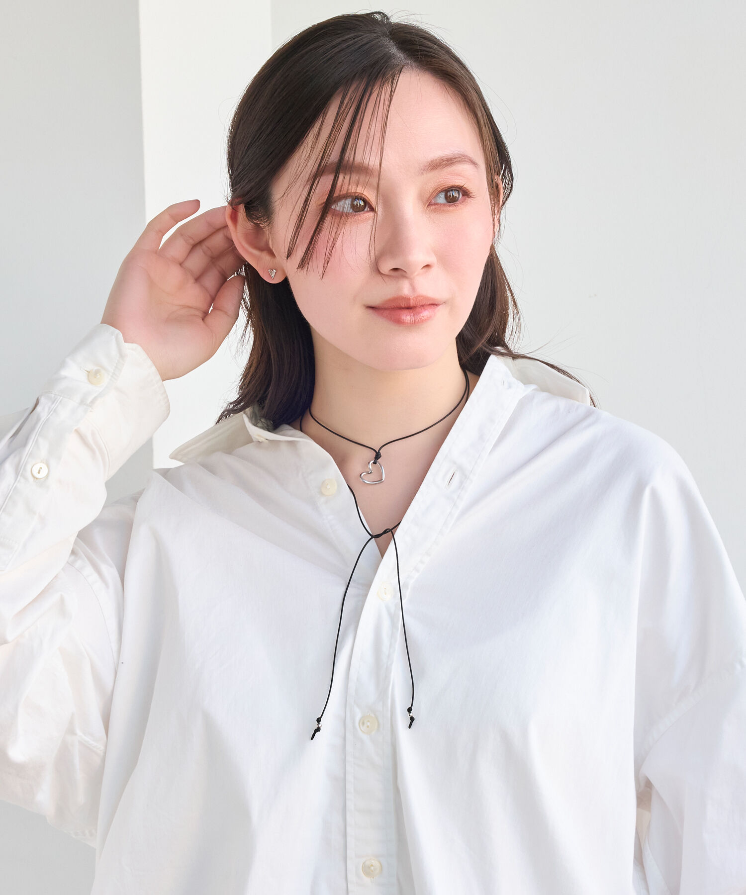 Phoebe「ワンストロークハートコードチョーカーネックレス」|ネックレス|