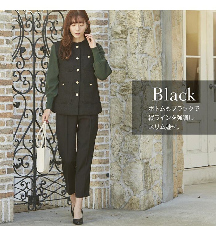 BACKYARD FAMILY「前 開き ベスト レディース 秋冬 通販 ジレ 前開き おしゃれ 秋 冬 きれいめ ツイード」|その他|