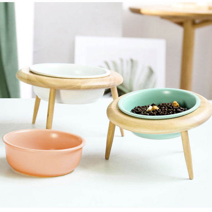 BACKYARD FAMILY「フードボウル 高さがある 通販 猫 犬 木製 陶器 高さ調整 フードボール フードスタンド」|その他|