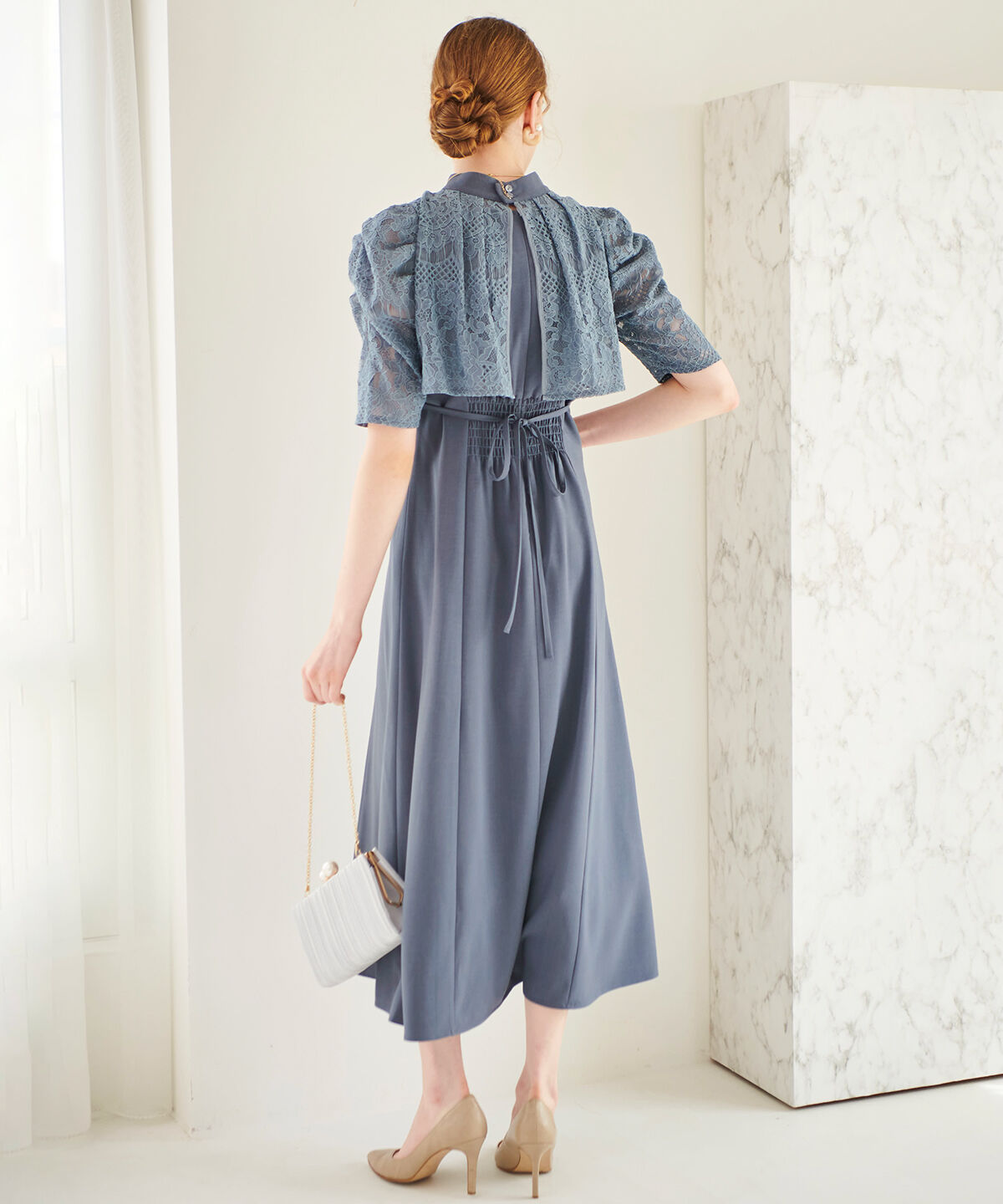 アンドクチュール「レースフリルケープ風ドレス」|ドレス|