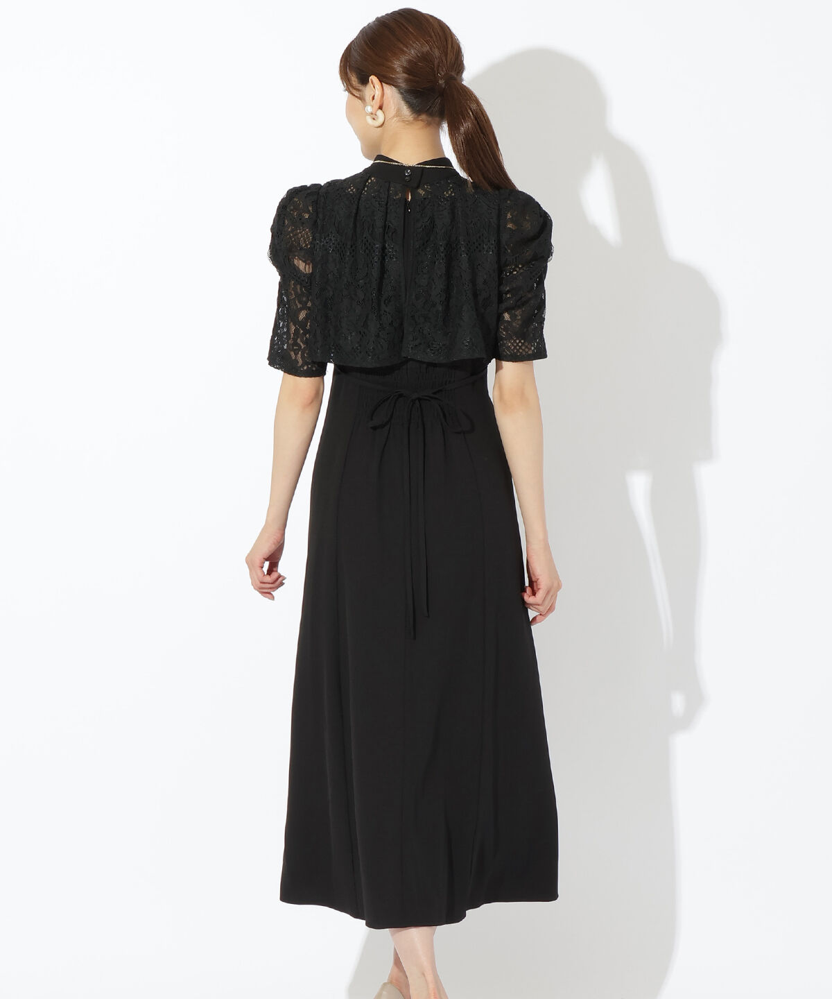 アンドクチュール「レースフリルケープ風ドレス」|ドレス|