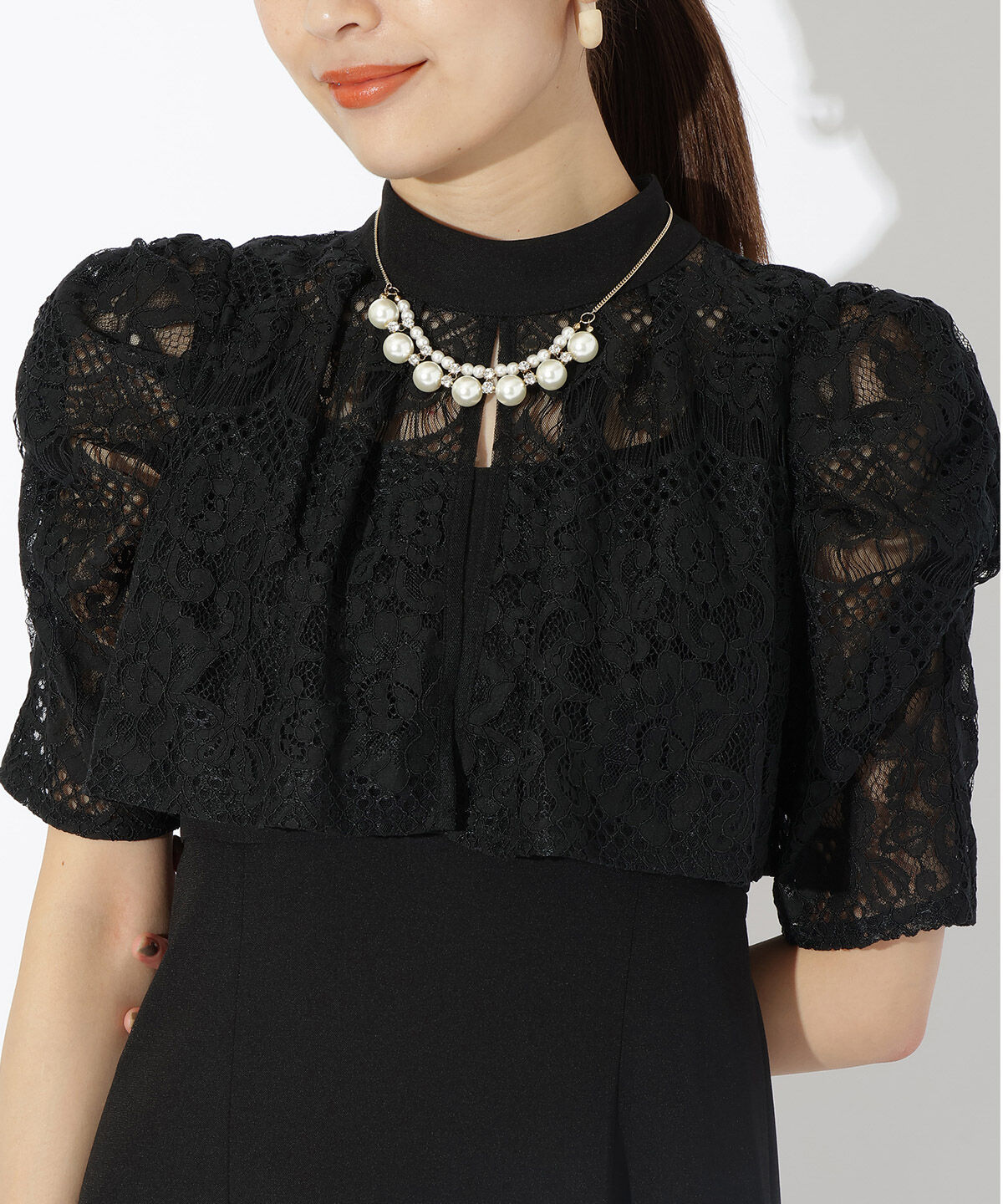 アンドクチュール「レースフリルケープ風ドレス」|ドレス|