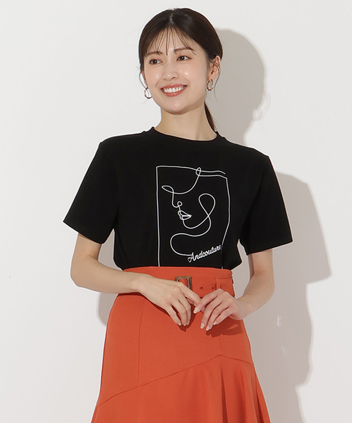 アンドクチュール「モダンフェイスプリントTシャツ」|Tシャツ・カットソー|
