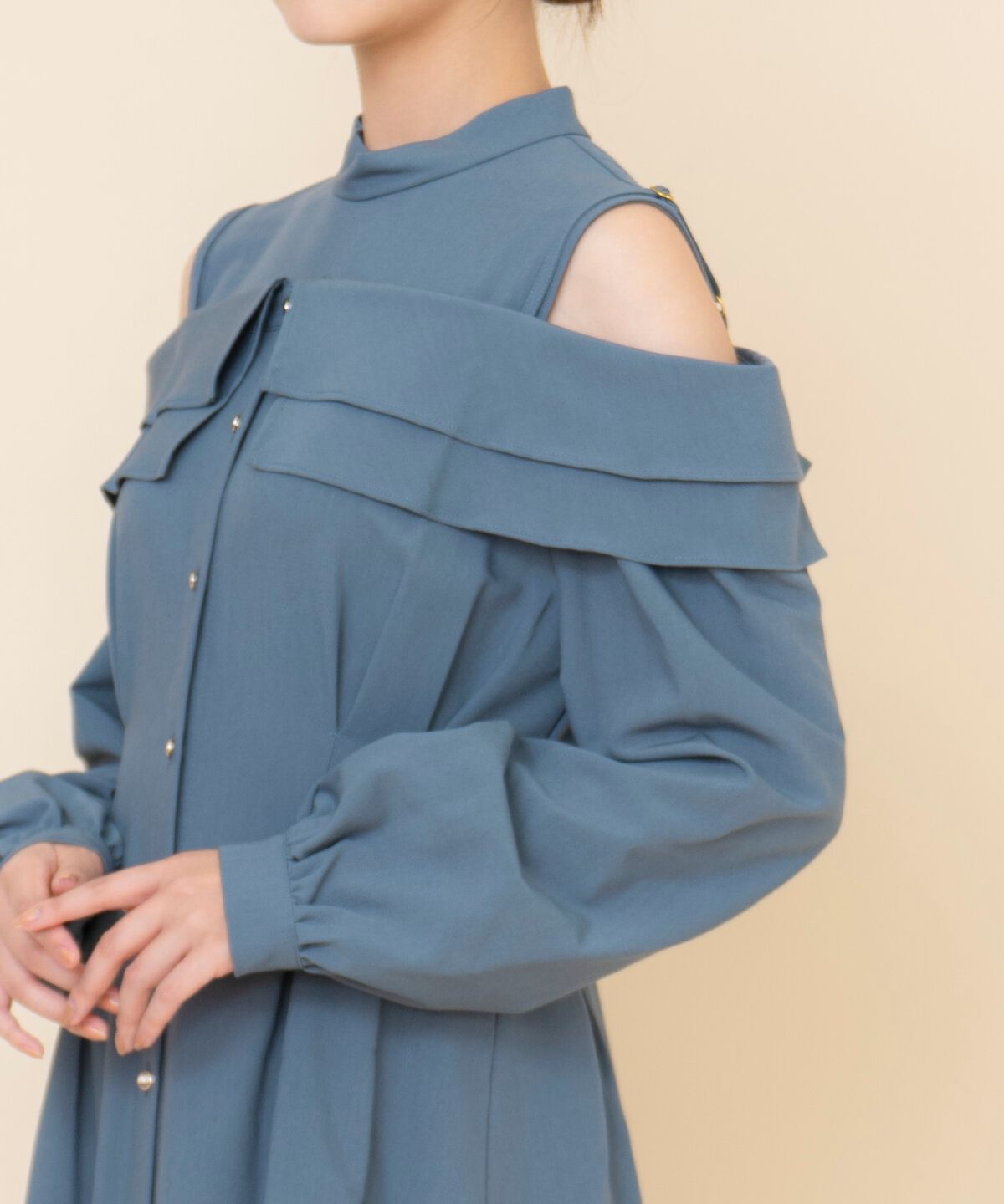 REDYAZEL「オープンショルダーシャツワンピース」|ワンピース|