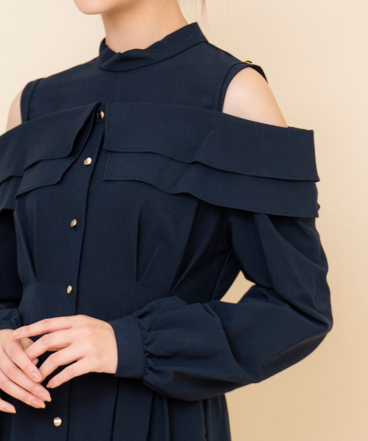 REDYAZEL「オープンショルダーシャツワンピース」|ワンピース|