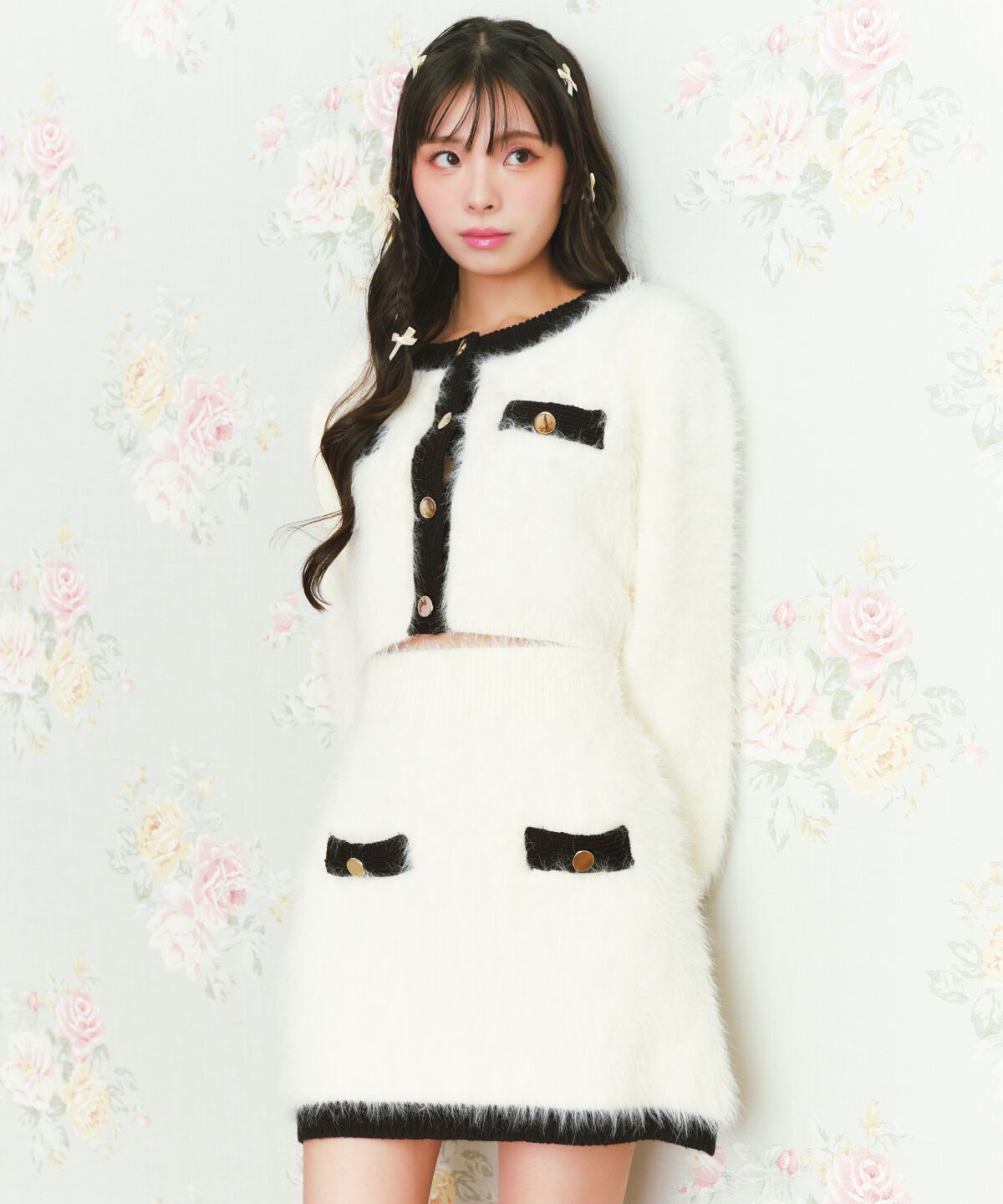 REDYAZEL「シャギーニットミニスカート」|台形|オフ