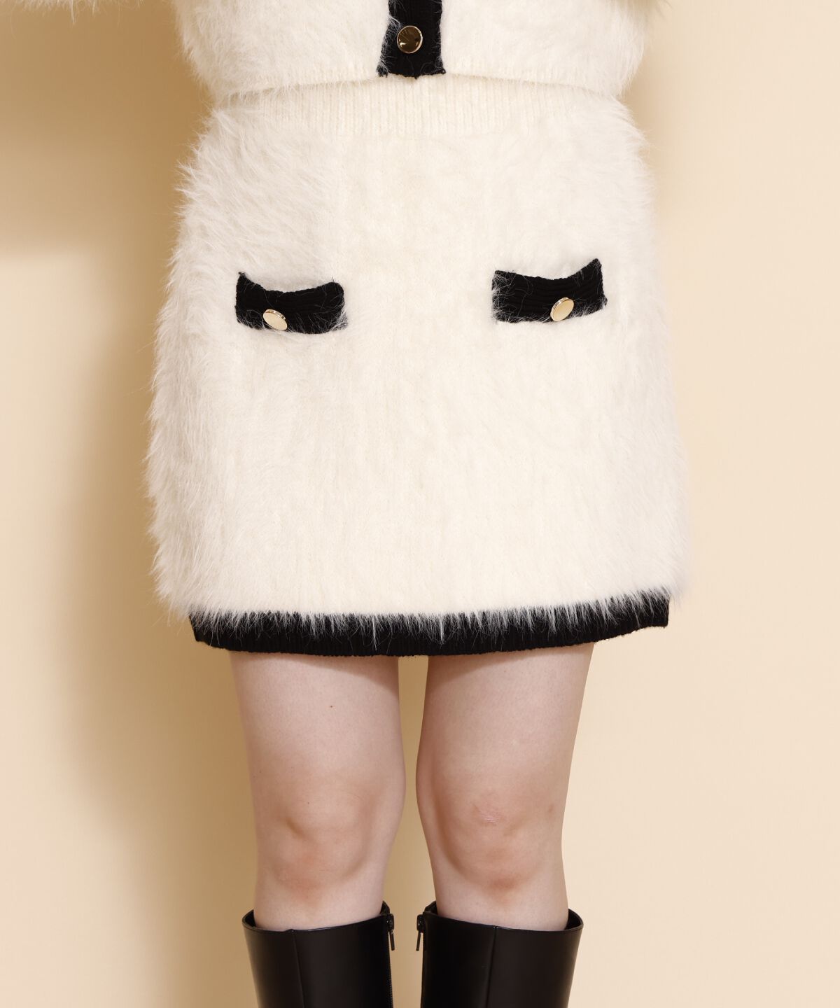 REDYAZEL「シャギーニットミニスカート」|台形|