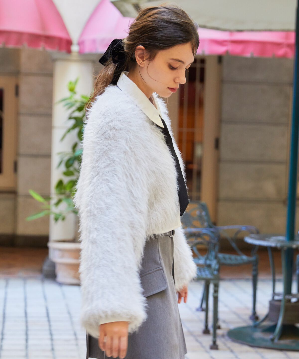 REDYAZEL「シャギーニット＆ネクタイシャツセット」|ニット・セーター|