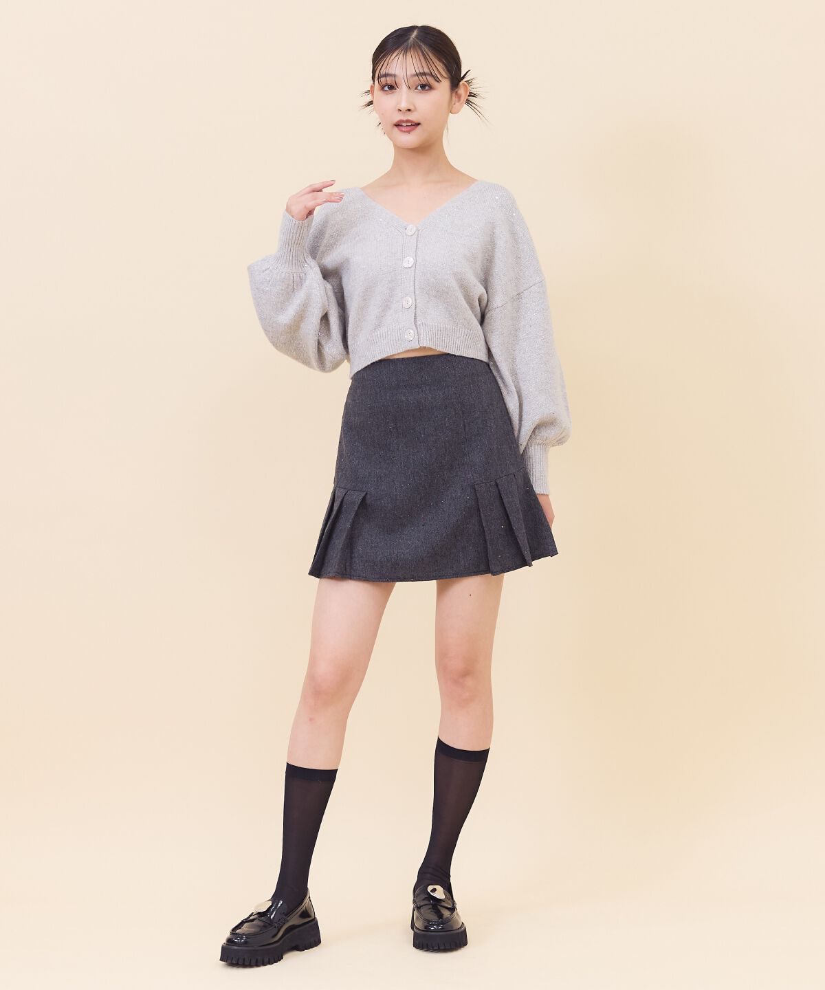 REDYAZEL「ラメスパンコールショートカーディガン」|カーディガン|