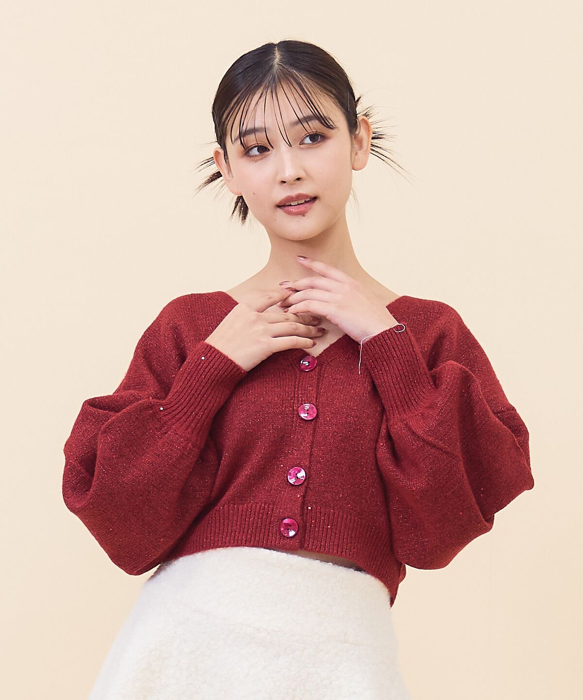 REDYAZEL「ラメスパンコールショートカーディガン」|カーディガン|