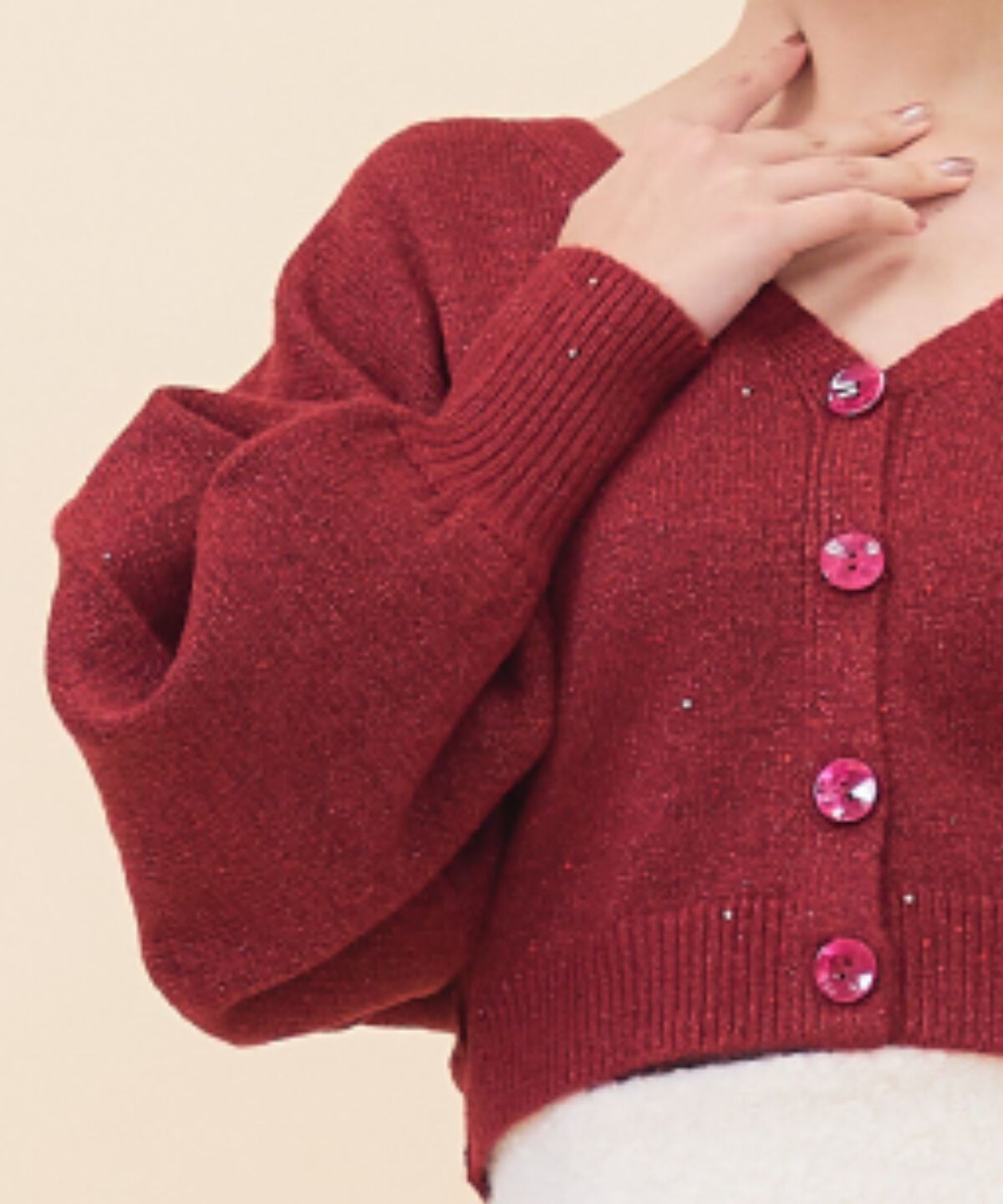 REDYAZEL「ラメスパンコールショートカーディガン」|カーディガン|