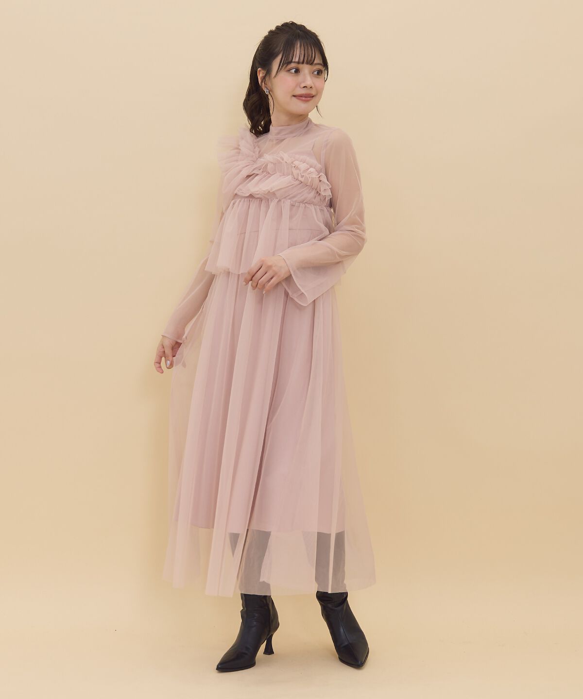 REDYAZEL「チュールレイヤードワンピース」|ワンピース|ピンク