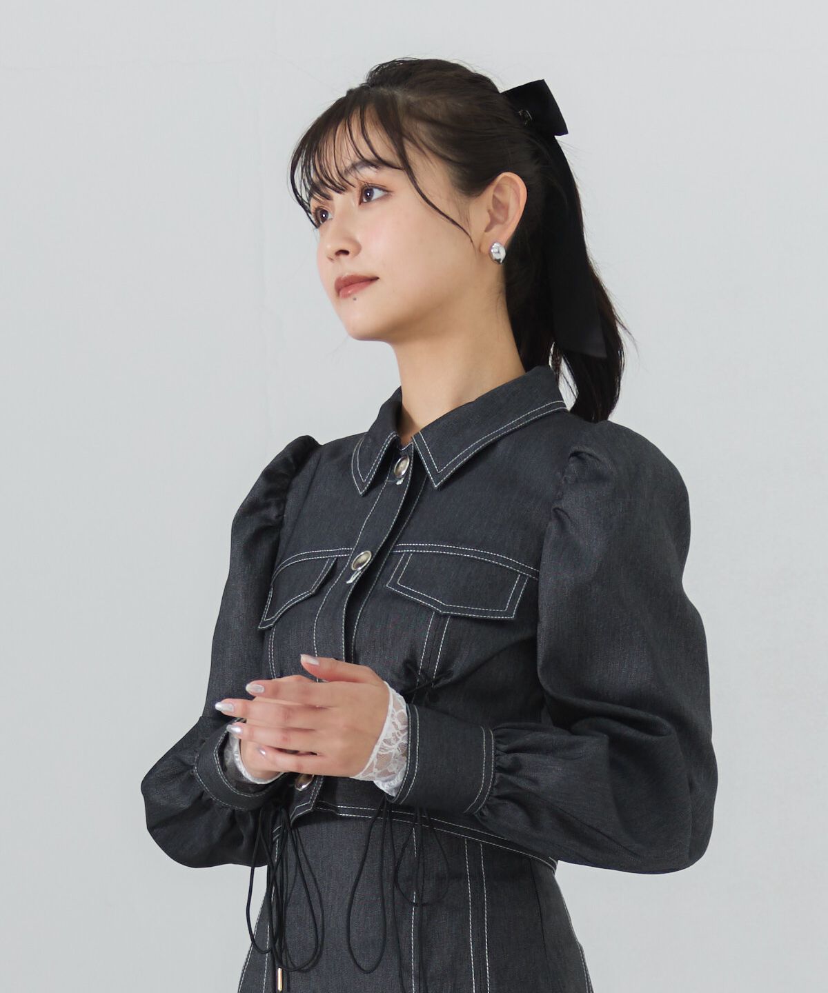 REDYAZEL「デニムライクレースアップショートジャケット」|デニムジャケット|