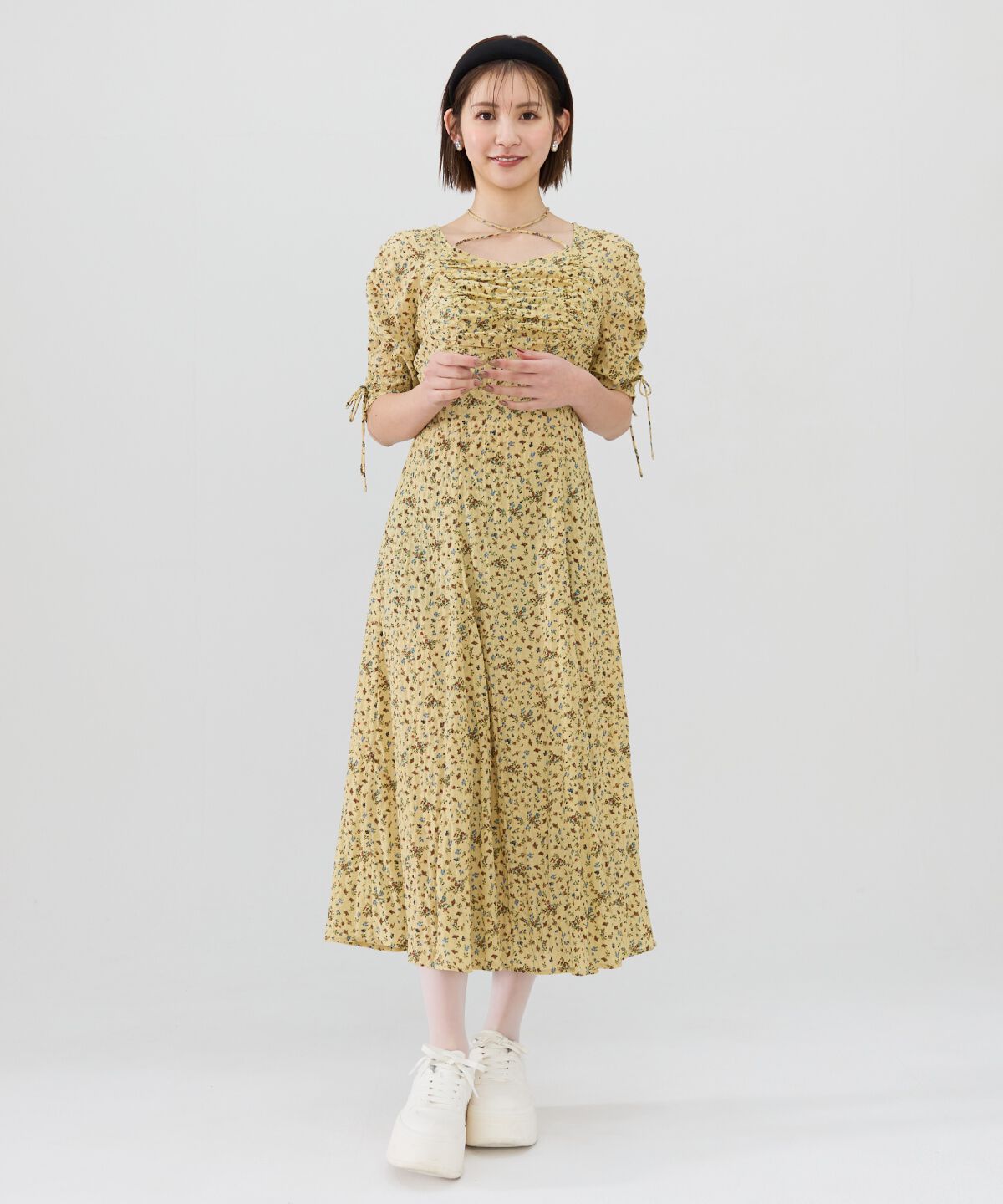 REDYAZEL「フラワープリントシャーリングワンピース」|ワンピース|