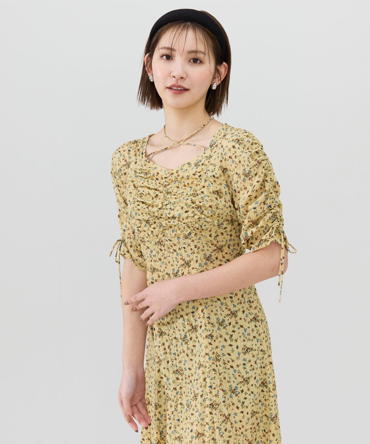 REDYAZEL「フラワープリントシャーリングワンピース」|ワンピース|