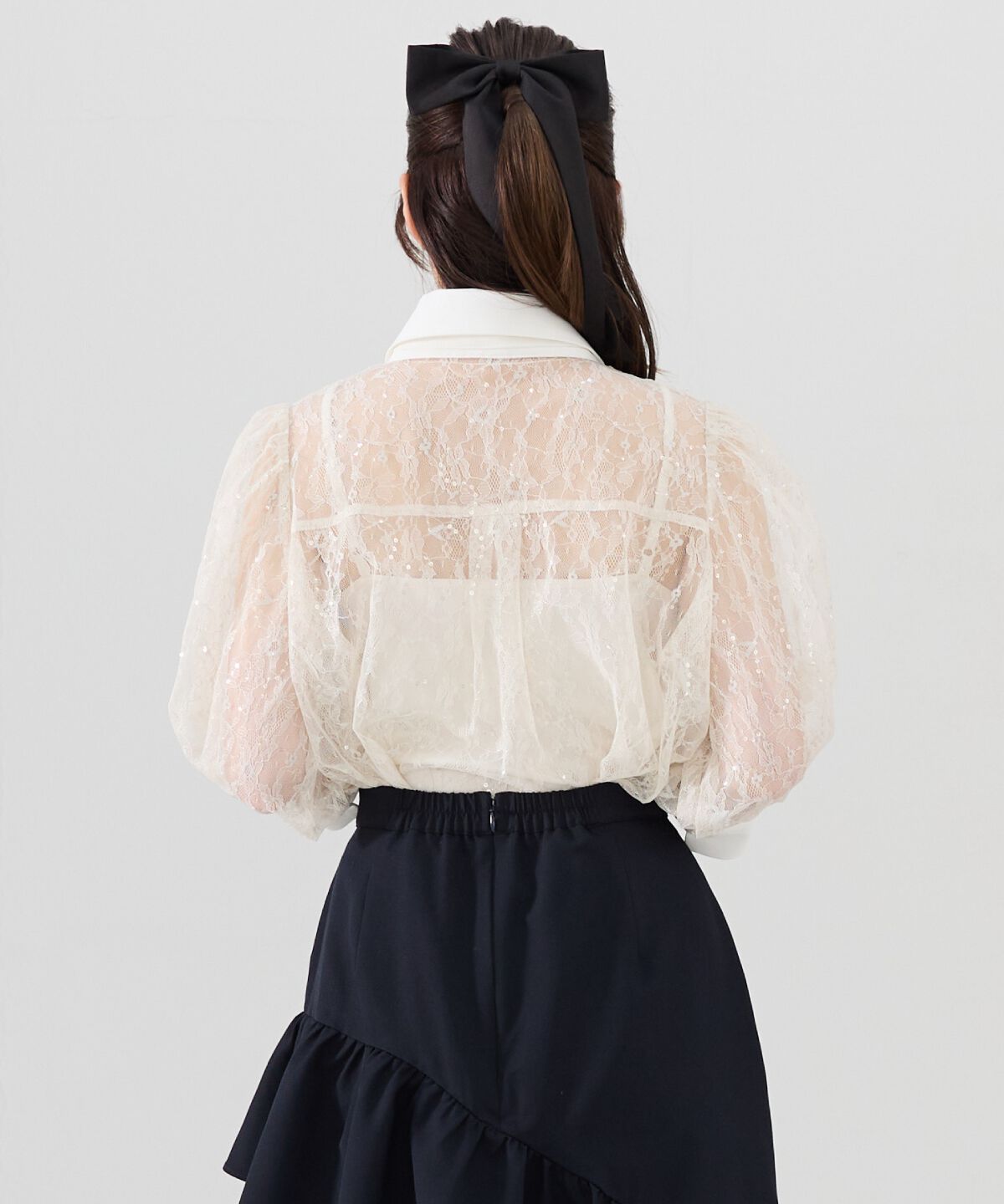 REDYAZEL「ラメスパンコールシアーレースシャツ」|シャツ・ブラウス|