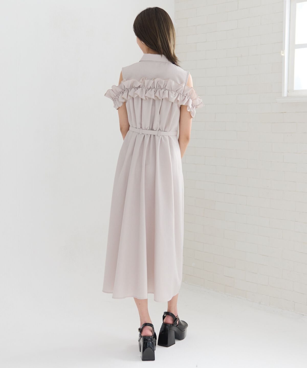 REDYAZEL「ノースリーブフリルシャツワンピース」|ワンピース|