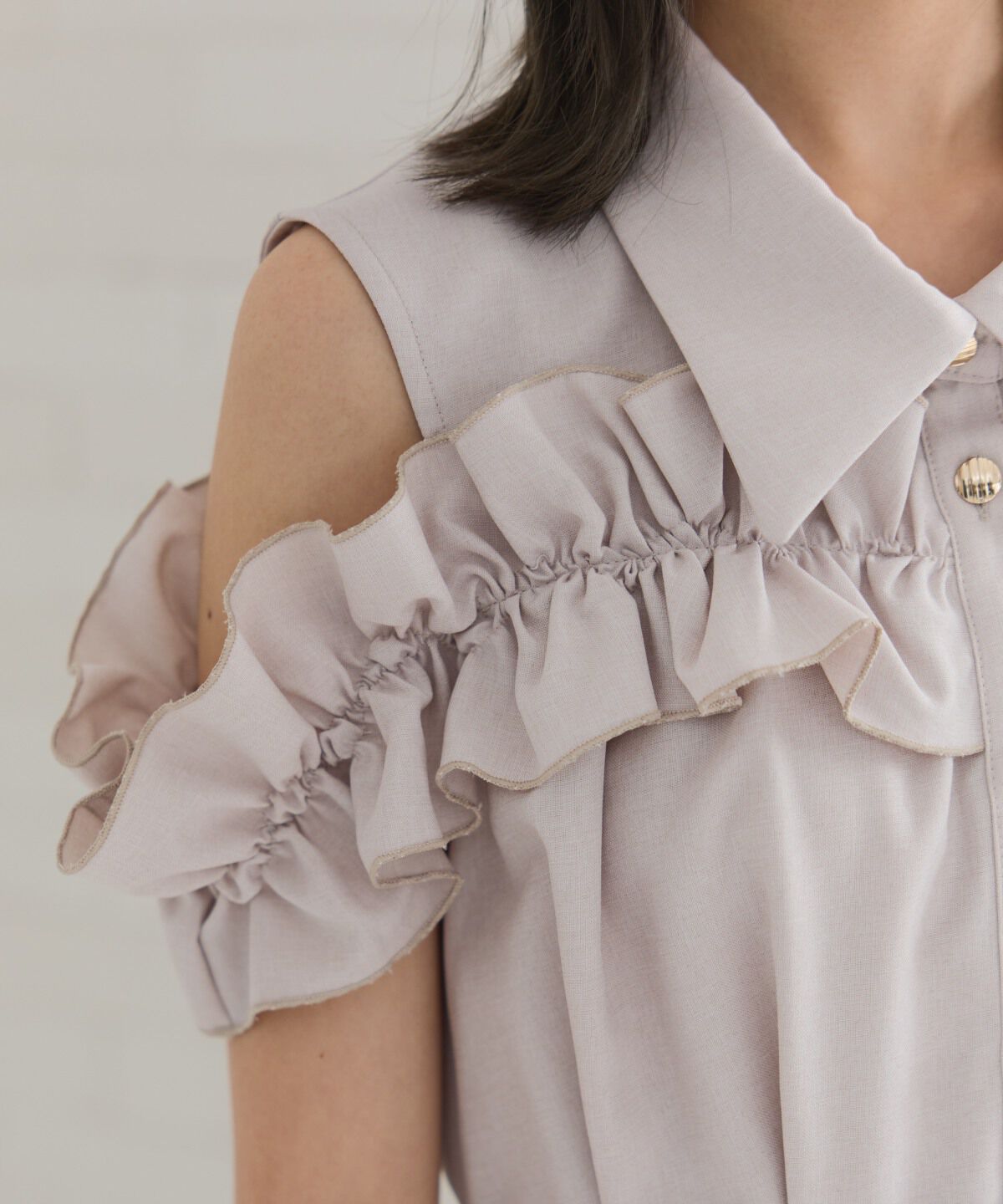 REDYAZEL「ノースリーブフリルシャツワンピース」|ワンピース|