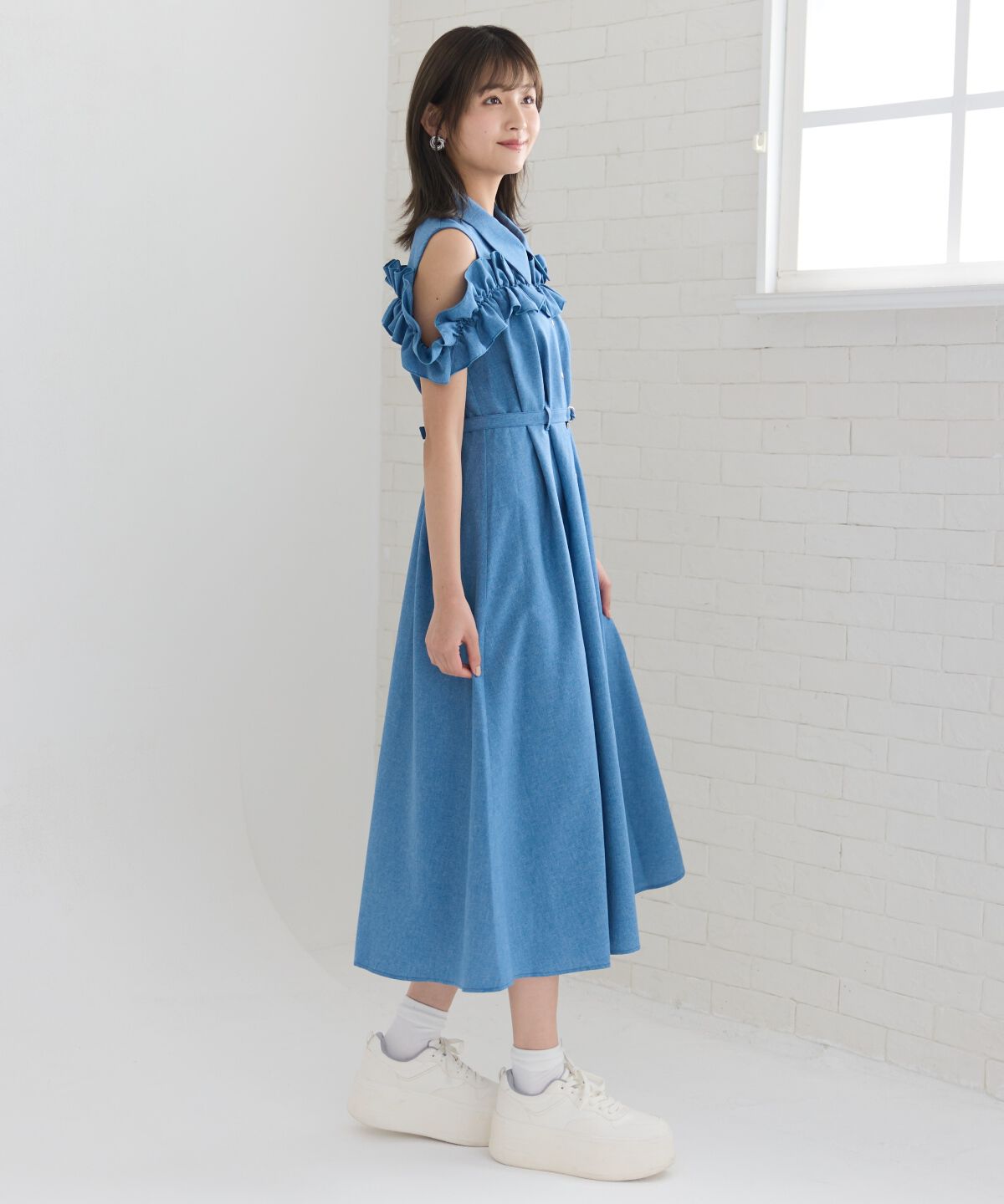 REDYAZEL「ノースリーブフリルシャツワンピース」|ワンピース|