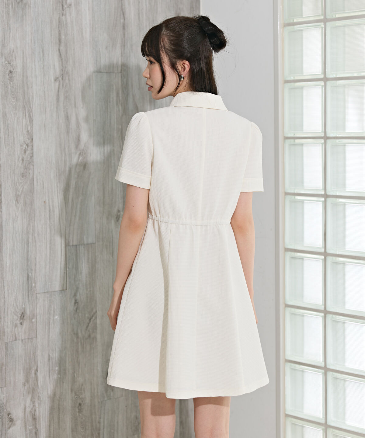 REDYAZEL「エンブレムボタンワッフルシャツワンピース」|ワンピース|