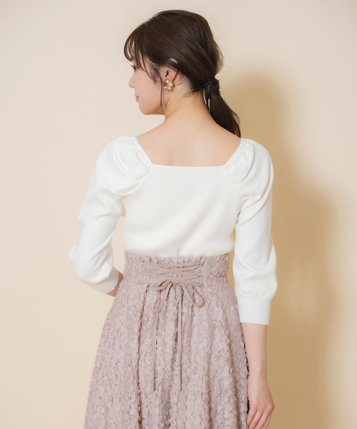 WILLSELECTION「パール装飾パフニットプルオーバー」|ニット・セーター|