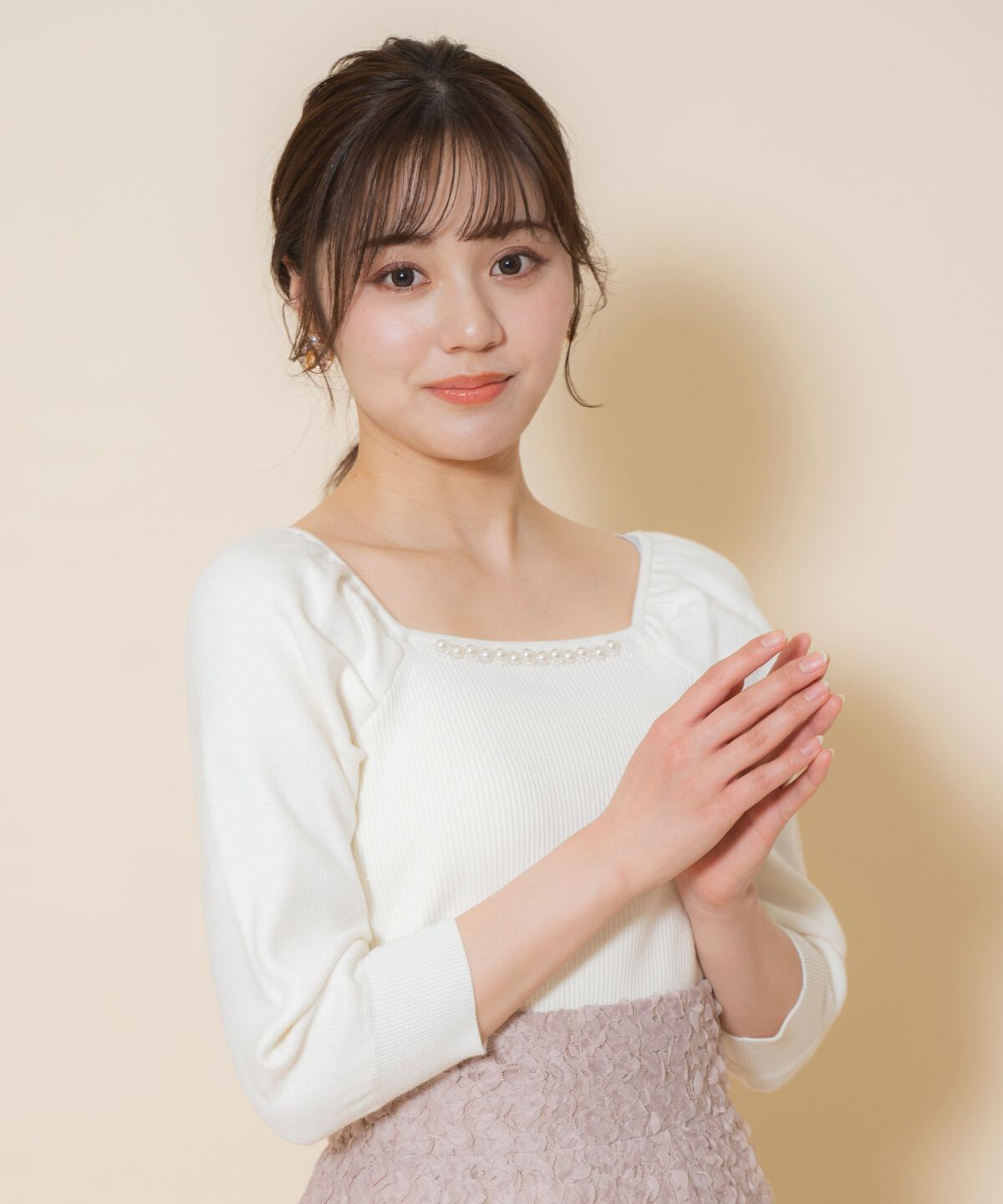 WILLSELECTION「パール装飾パフニットプルオーバー」|ニット・セーター|