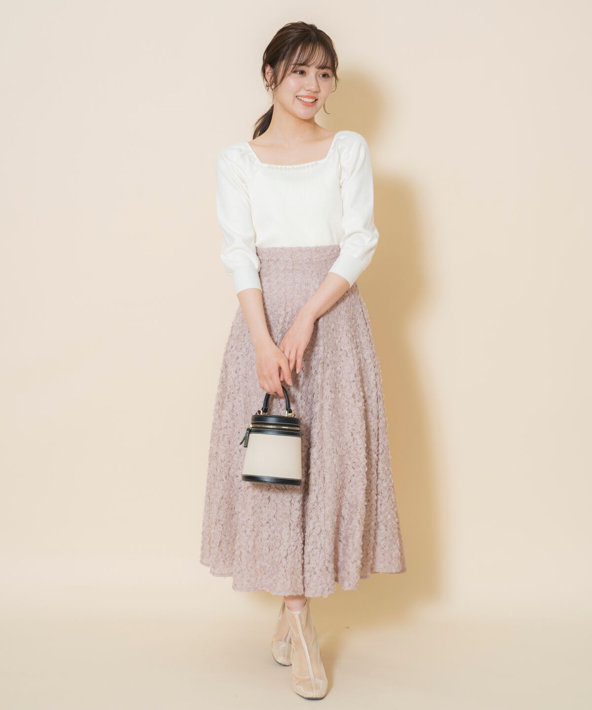 WILLSELECTION「パール装飾パフニットプルオーバー」|ニット・セーター|