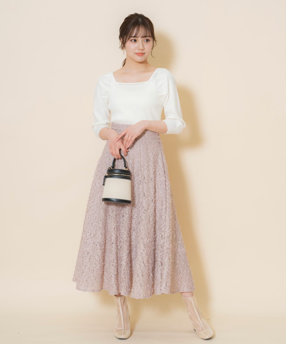 WILLSELECTION「パール装飾パフニットプルオーバー」|ニット・セーター|