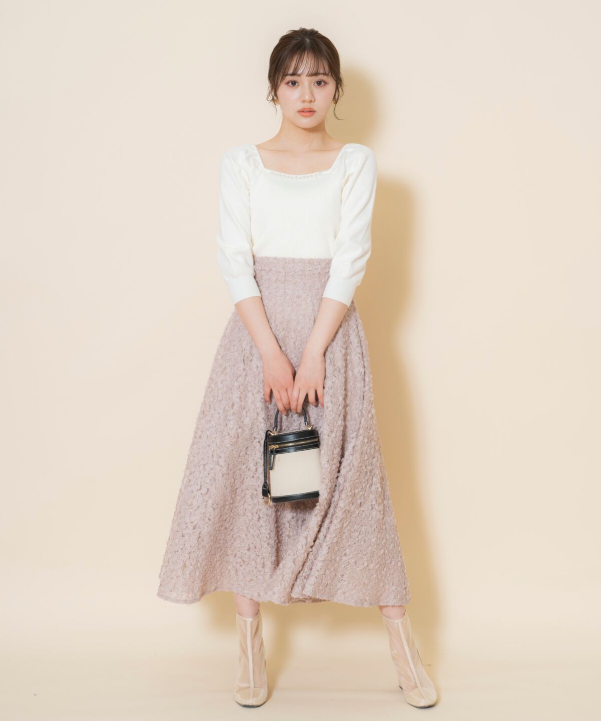 WILLSELECTION「パール装飾パフニットプルオーバー」|ニット・セーター|